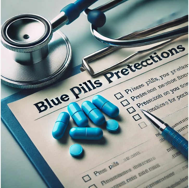 Blue pill with prescription