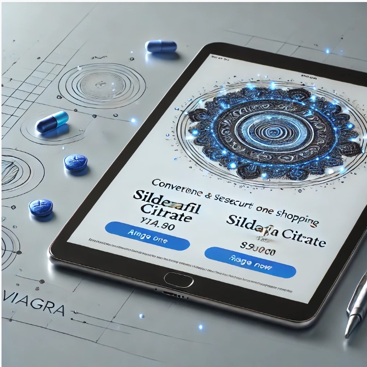 Digital tablet showing Sildenafil Citrate purchase"