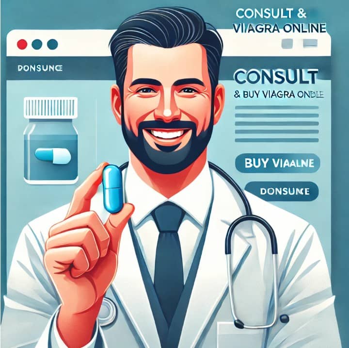 Doctor holding blue pill