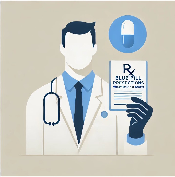 Doctor with prescription and blue pill