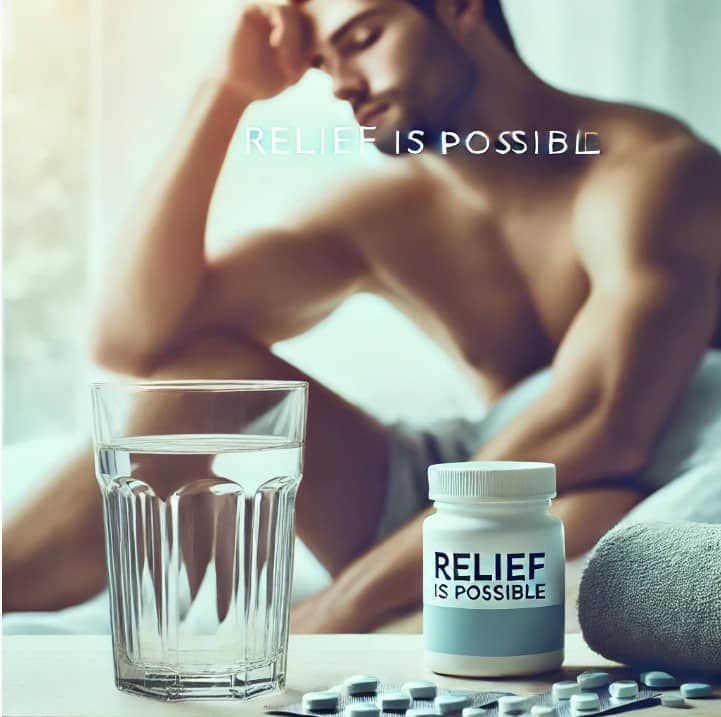 Glass of water with pills