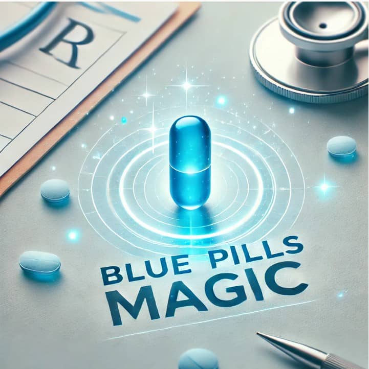 Glowing blue pill magic