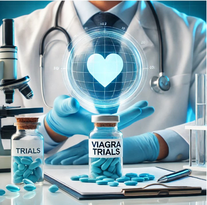 Research scientist with Viagra bottle