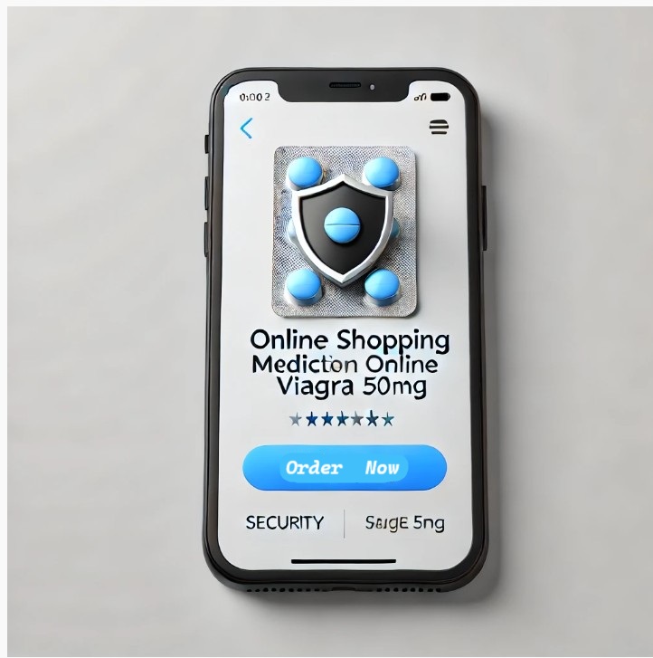 Smartphone showing Viagra 50mg online shopping