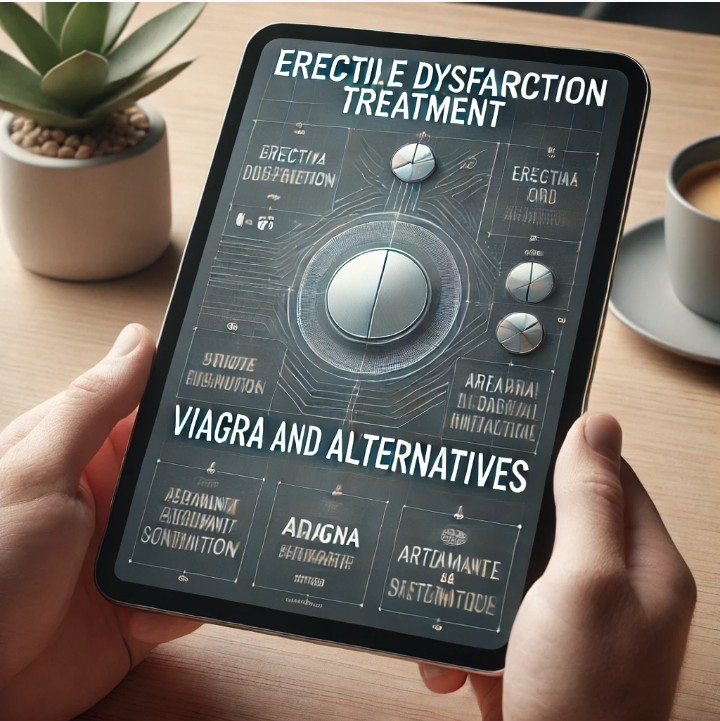 Tablet displaying ED treatment options