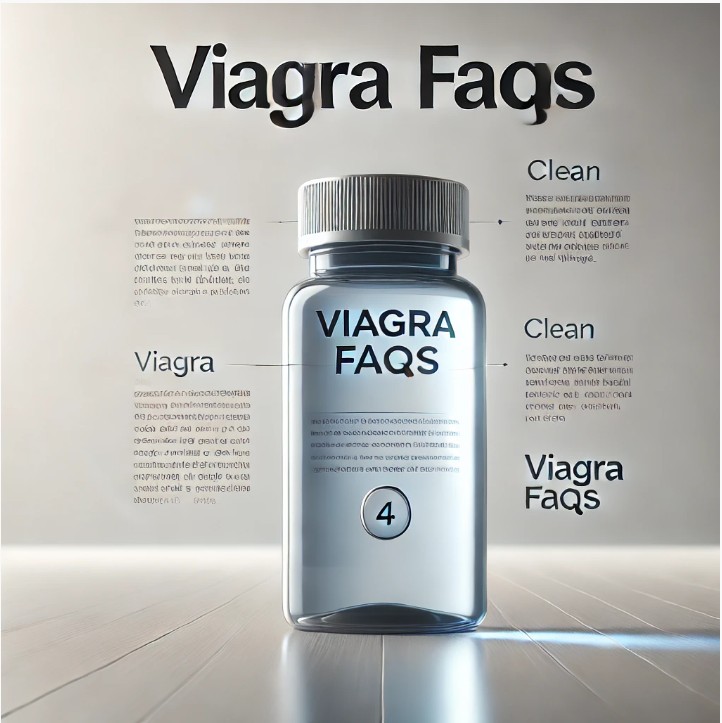 Viagra FAQs bottle with minimal background