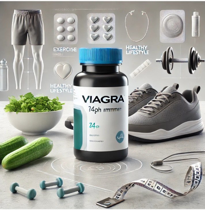 Viagra bottle with healthy lifestyle