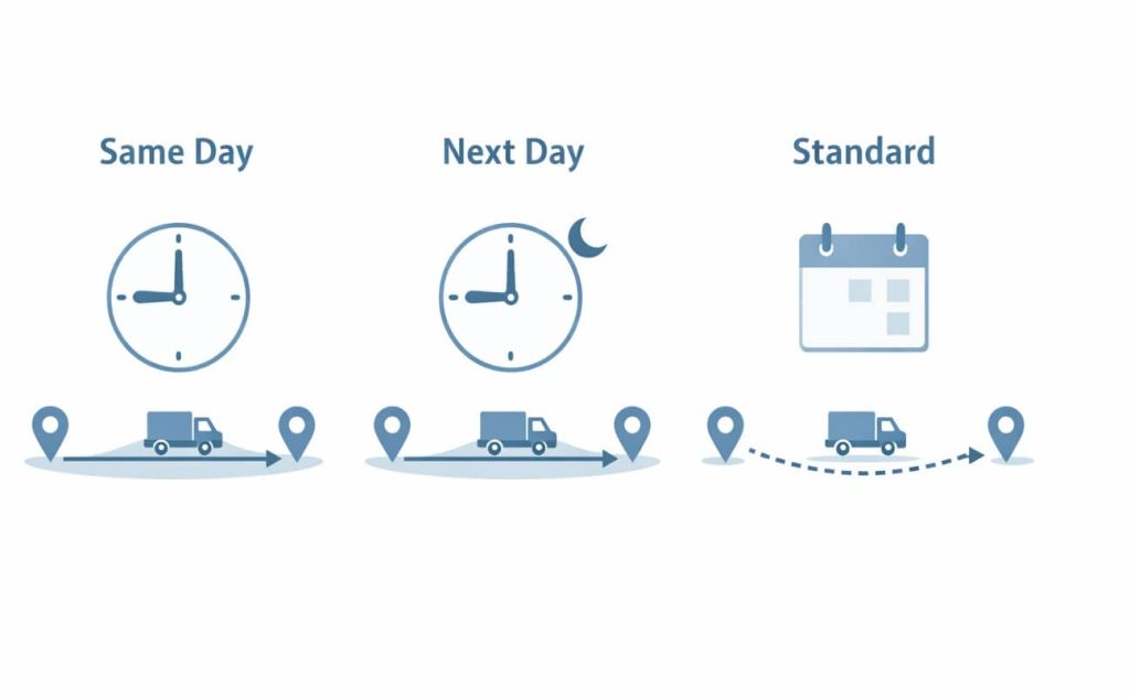 Comparison of same day, next day and standard Viagra delivery UK options by speed and cost