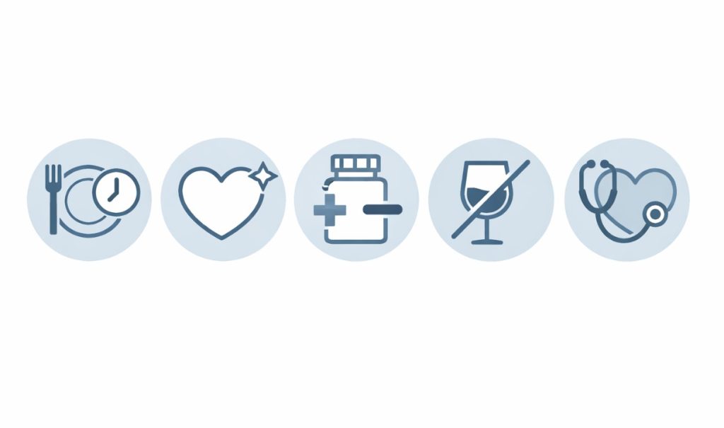 Five icons showing the top reasons Viagra sildenafil may not be working