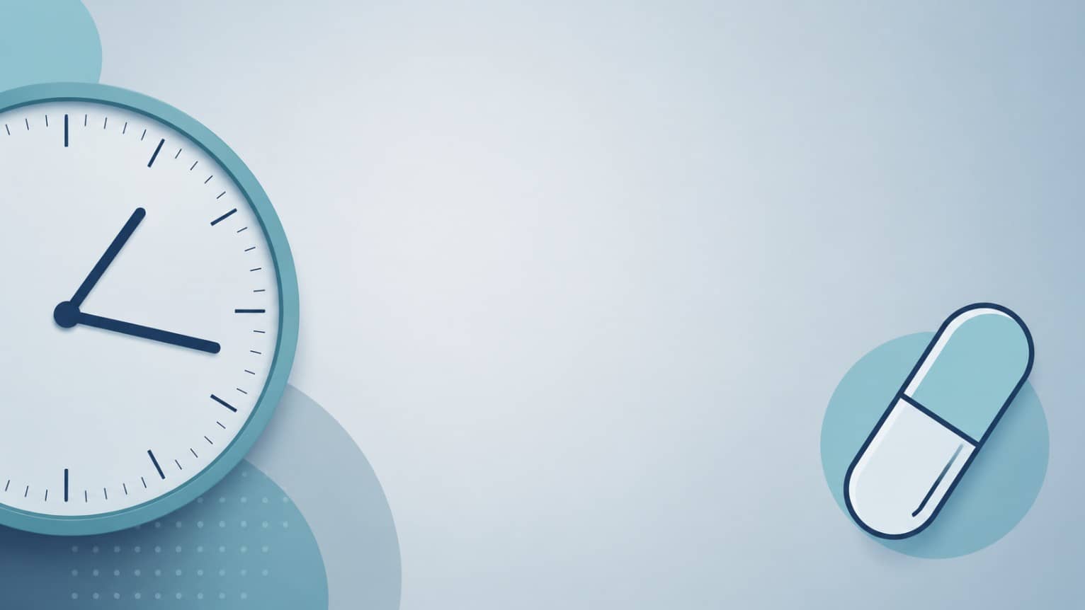 Clock and pill illustration showing the 30 to 60 minute Viagra onset window