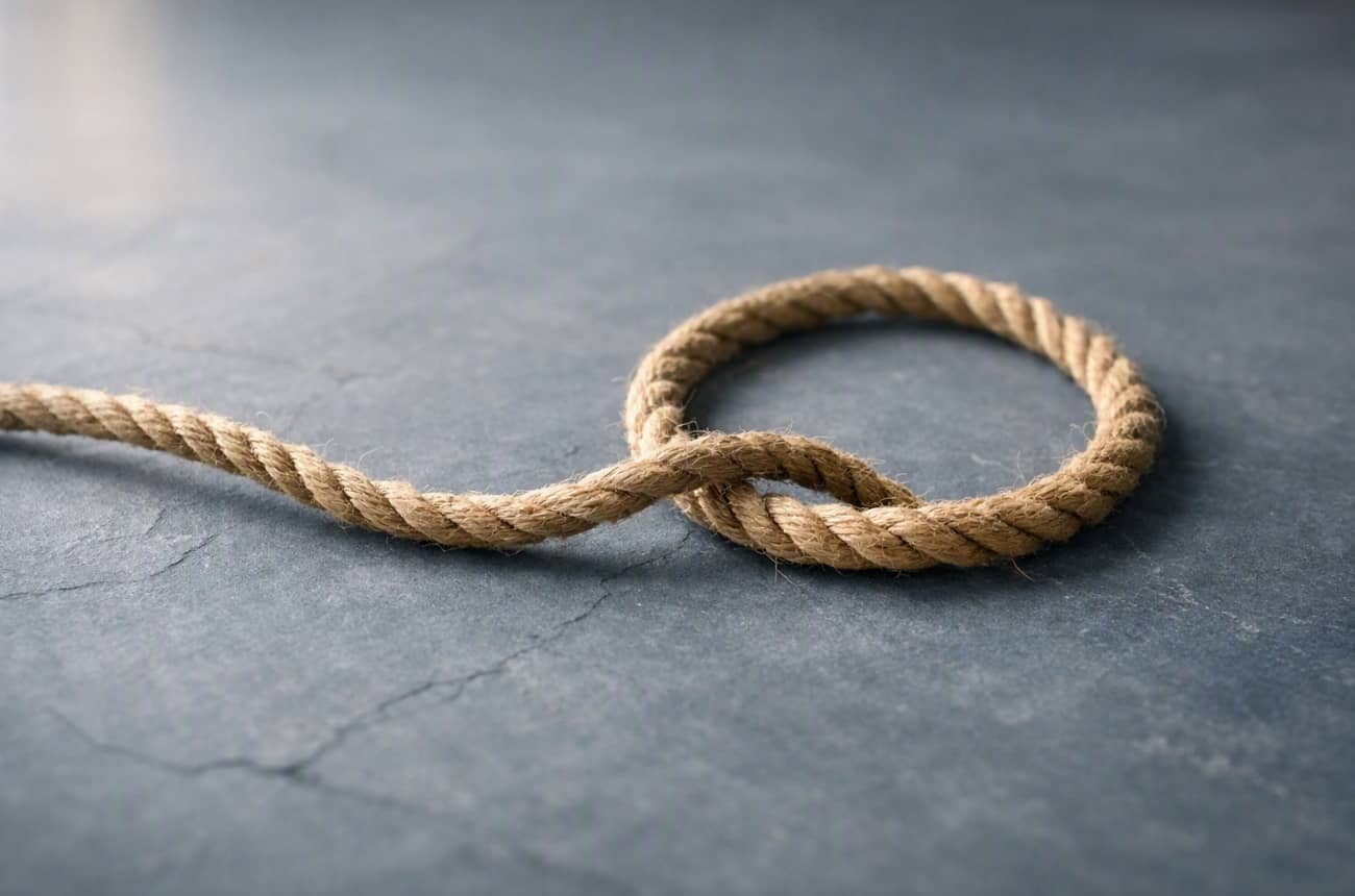Loop of rope loosening on a plain surface, a visual for viagra for performance anxiety and the fear cycle